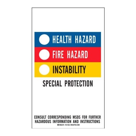 Brady Brady Hazardous Materials Identification Guide Color Bar Labels, 10/PKG, 3inW x 5inH 121453